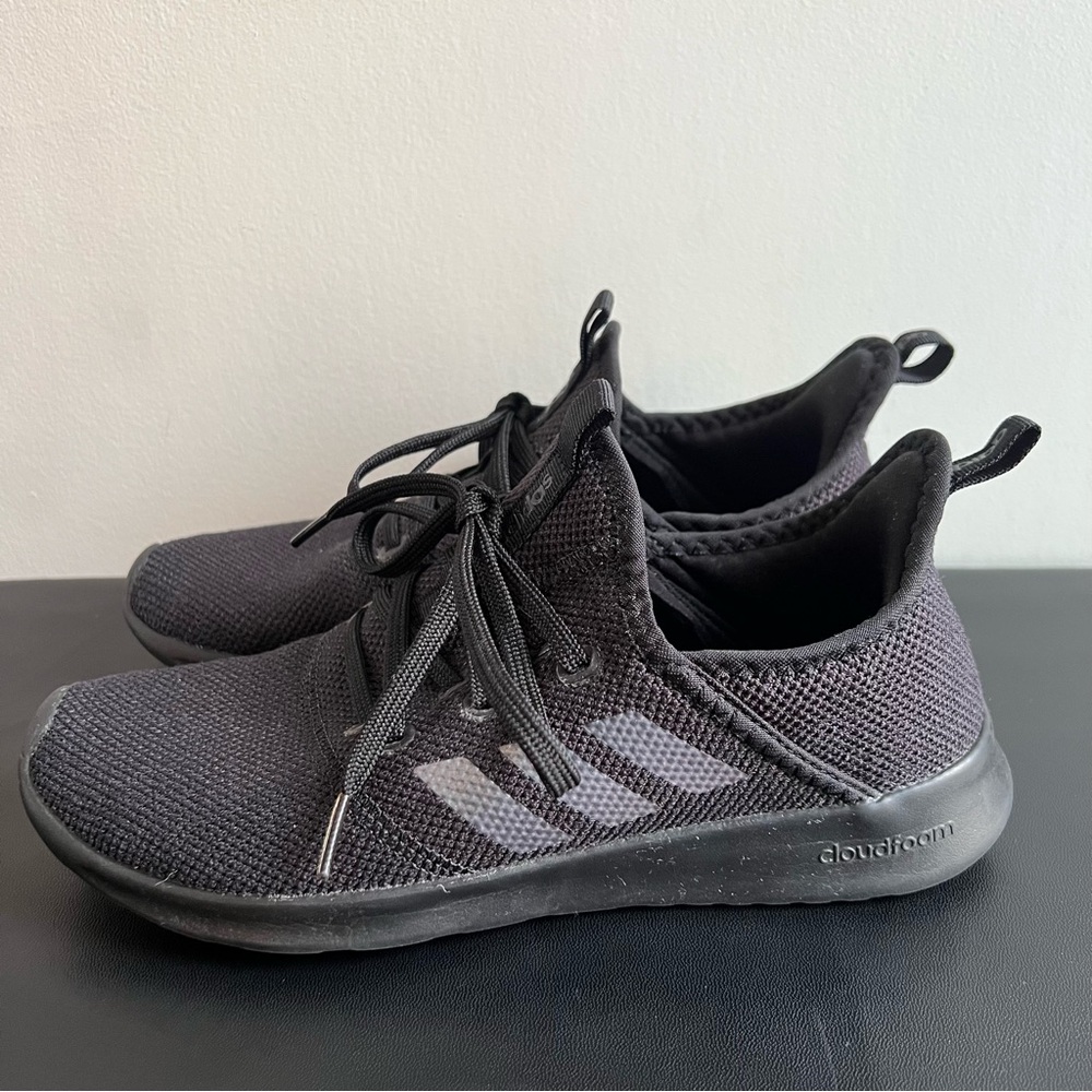 Adidas Black Knit Sneakers with Pink Stripe Accent - Picture 2 of 8